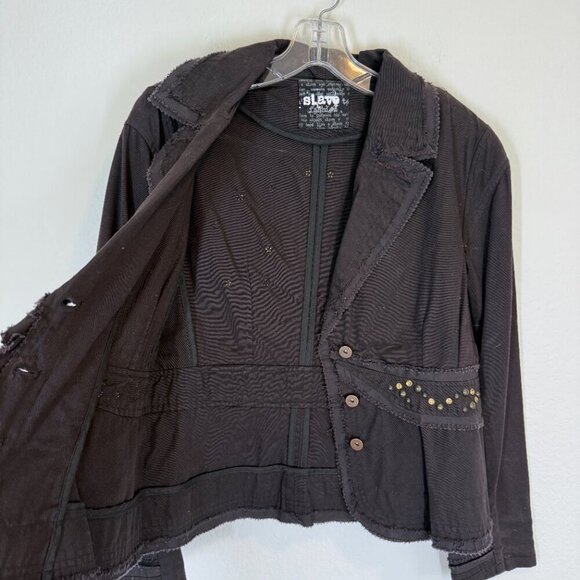 Vintage Black Blazer Y2K Jacket Retro Angels Cherubs Whimsygoth Medium - Picture 3 of 10